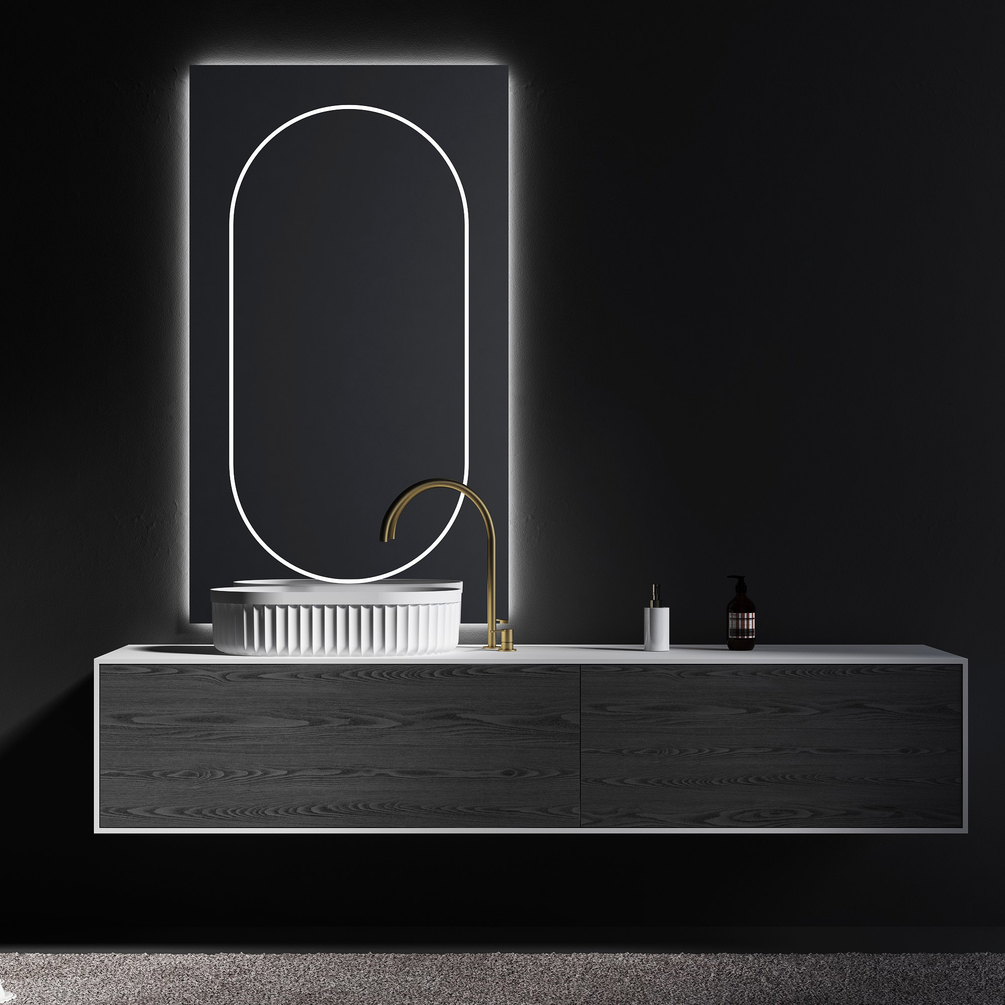 Lavabo &agrave; surface solide